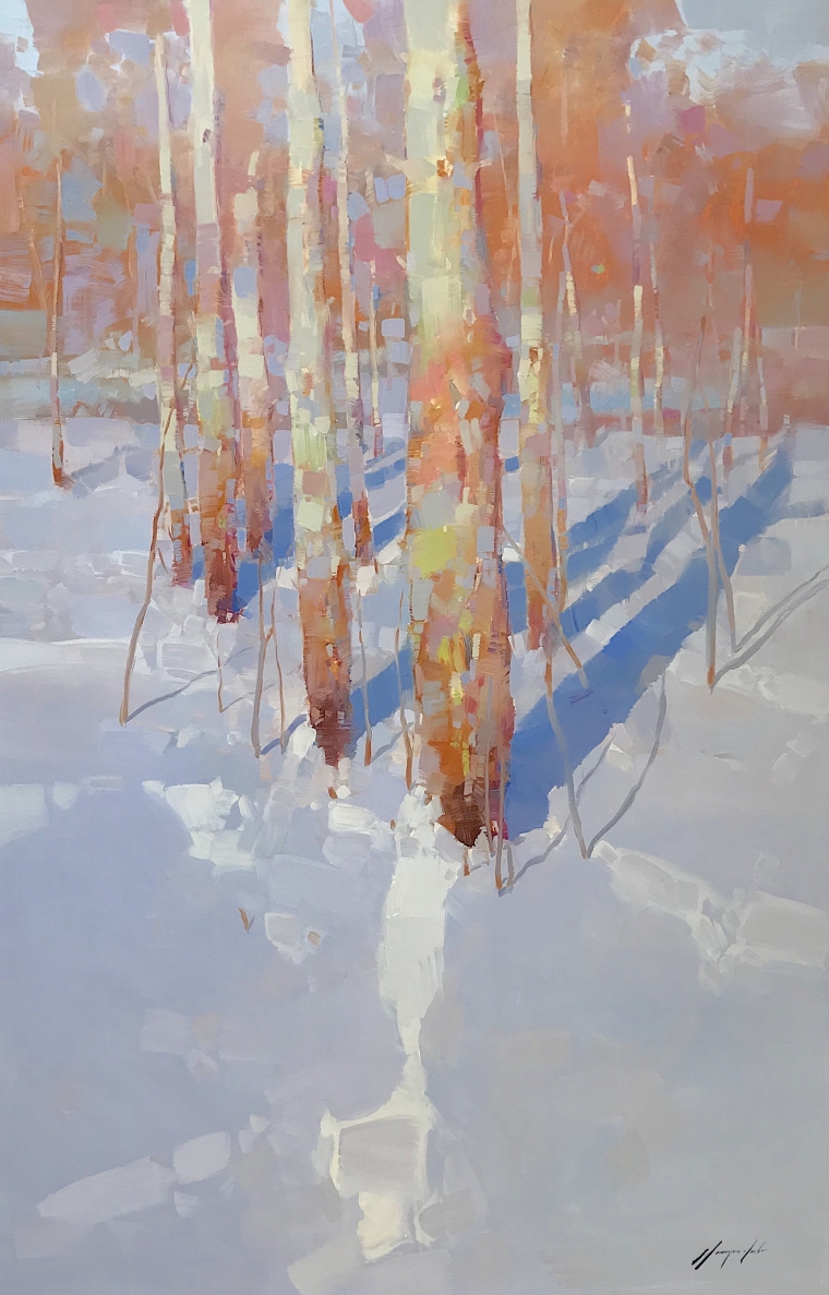 Sunny Winter, Original oil Painting, Handmade artwork, One of a Kind                         